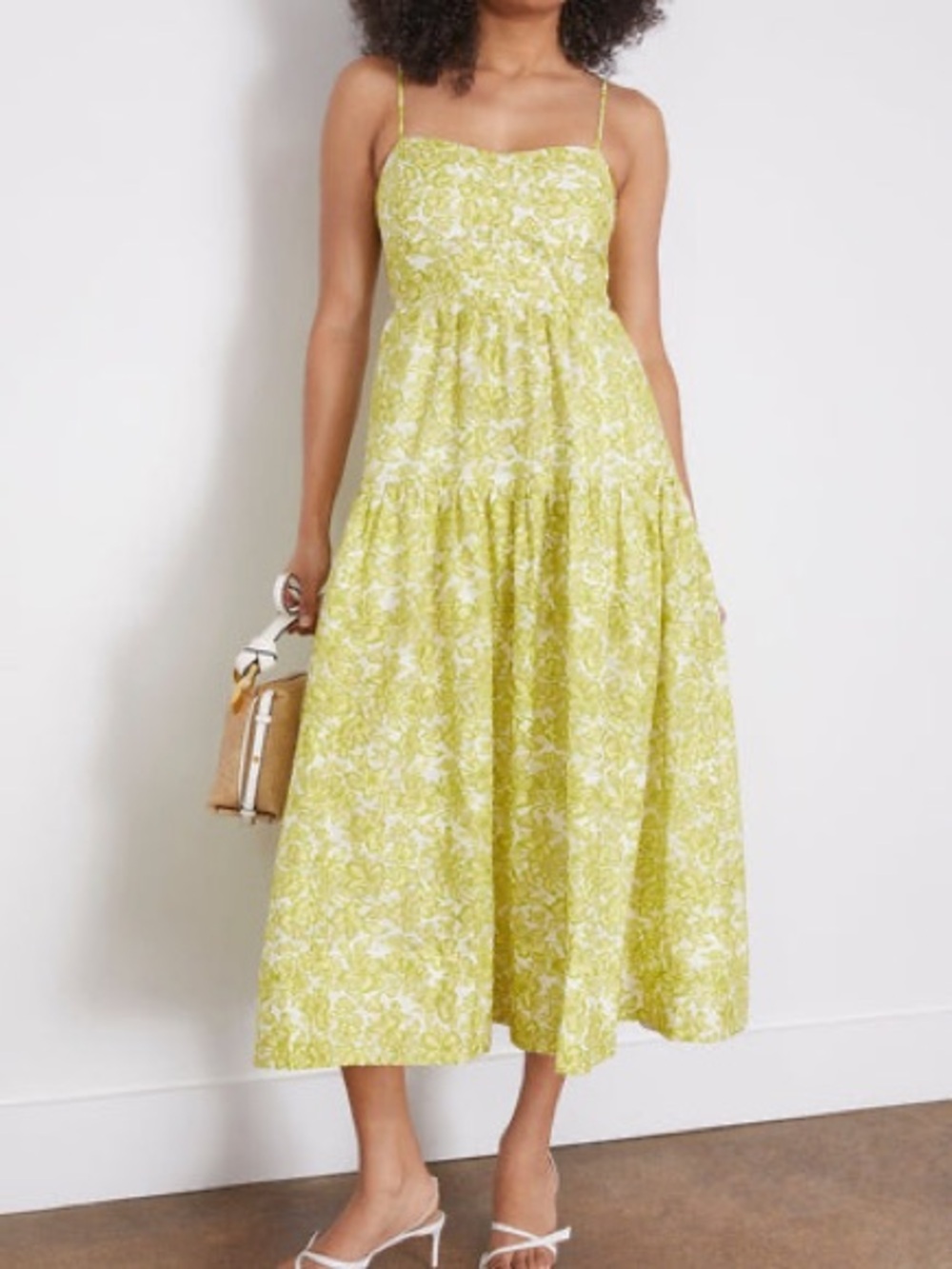 Tanya Taylor  Floral Spaghetti Strap Midi Dress